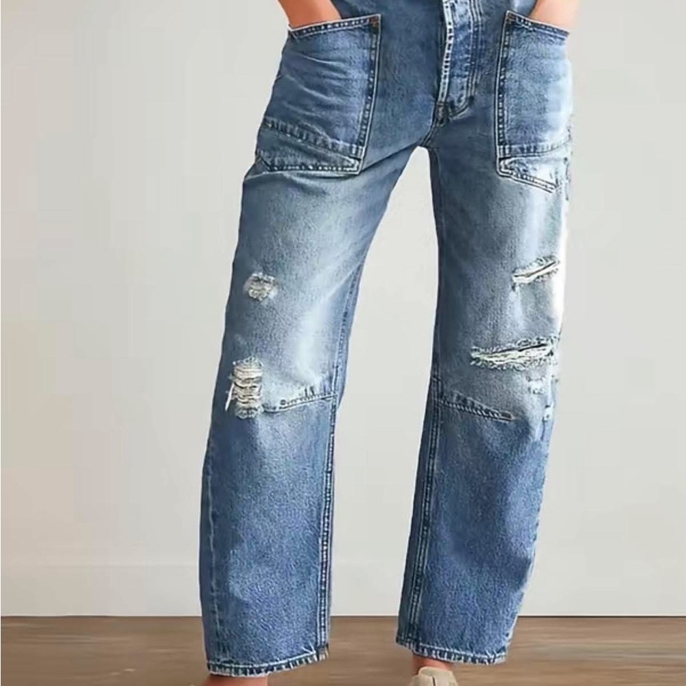 Distressed Blue Jeans